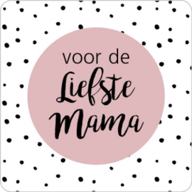 Cadeausticker - Voor de liefste mama - wit/zwart/roze - 10 stuks