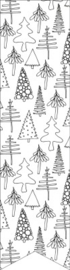 Sticker vaantje - Kerstboom - wit-zwart - 10 stuks