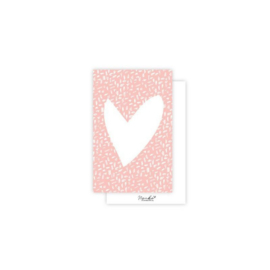 Minikaartje - Hart wit/roze - per stuk