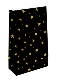 Blokbodemzak - Stars/ Large - zwart/goud - per stuk
