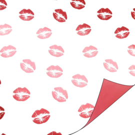Cadeaupapier - OUTLET - Kiss me Tender - rood/wit - 30cm x 2m