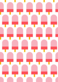 Cadeaupapier - ijsjes - roze/wit - 30cm x 2m