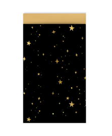 Cadeauzakje - Stars by night - zwart/goud - 12x19cm - 5 stuks