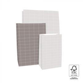 Blokbodemzak - OUTLET - Grid/Medium - warm grey - per stuk