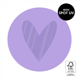 Cadeausticker - Heart Spot UV - lila - 10 stuks