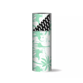 Cadeaupapier - OUTLET - Tropical Party - fresh mint/zwart - 30cm x 2m