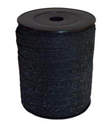 Krullint - Glitter - zwart 10mm - per 5 meter