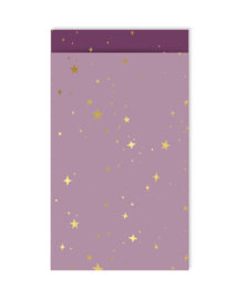 Cadeauzakje - Stars by night - lila/goud - 12x19cm - 5 stuks