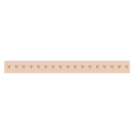 Krullint - Paporlene - Heart - pastel pink/goud 10mm - per 5 meter