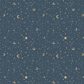 Cadeaupapier - OUTLET - Galaxy - blauw/goud - 30cm x 2m