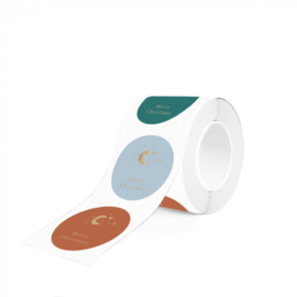 Cadeausticker - Merry Christmas bright/multi - 9 stuks