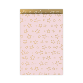 Cadeauzakje - Super Stars - roze/goud - 17x25cm - 5 stuks