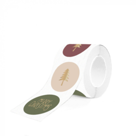 Cadeausticker - X-mas Tree/ multi - 9 stuks