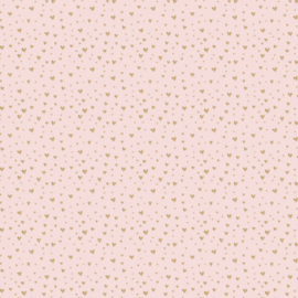Vloeipapier - Hearts Gold - pastel pink - 50x70cm - 5 stuks