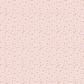 Vloeipapier - Hearts Gold - pastel pink - 50x70cm - 5 stuks