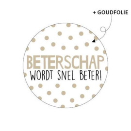 Cadeausticker - Beterschap - wit/zwart/goud - 10 stuks