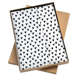 Vloeipapier - Hartjes voor jou - wit/zwart - 50x70cm - 5 stuks