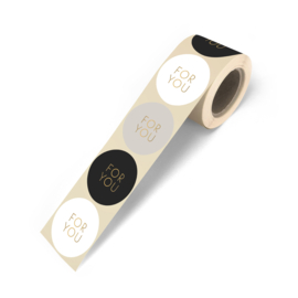 Cadeausticker - FOR YOU - natural - 12 stuks