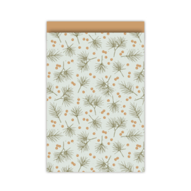 Cadeauzakje - Berries & Branches - groen - 17x25cm - 5 stuks