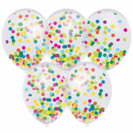 Confetti ballonnen -  multicolor - 5 stuks