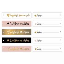 Cadeaupapier - Trees & Stars - roze/zwart - 50cm x 2m