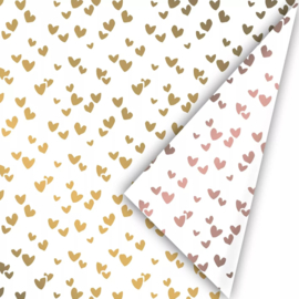 Cadeaupapier - Solo Hearts - goud/roze - 50cm x 3m