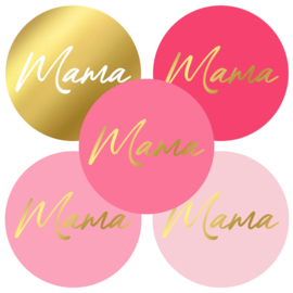 Cadeausticker - Mama - roze/goud - 10 stuks