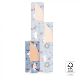 Cadeaupapier - Baby Dreams - polar blue/peach - 30cm x 2m