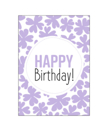 Ansichtkaart - Happy Birthday! - wit/lila- per stuk