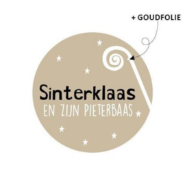 Cadeausticker - Sinterklaas en zijn pieterbaas - goudfolie - 10 stuks