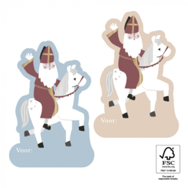 Cadeausticker - Sint - duo paard/goud - 10 stuks