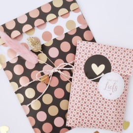Cadeauzakje - Dots - gold/copper - 12x19cm - 5 stuks