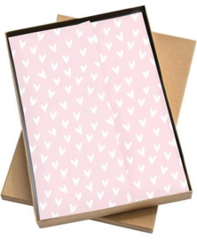 Vloeipapier - Hartjes voor jou - roze/wit - 50x70cm - 5 stuks
