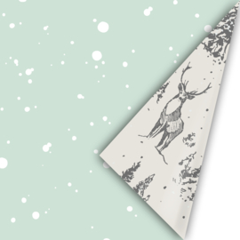 Cadeaupapier - First Snow - mint/wit - 50cm x 3m