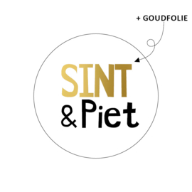 Cadeausticker - Sint & Piet - wit/zwart/goud - 10 stuks