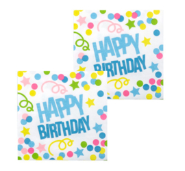 Servetten - Happy Birthday confetti - 12 stuks