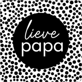 Cadeausticker - Lieve papa - wit/zwart/dots - 10 stuks
