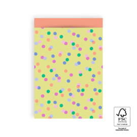 Cadeauzakje - Party Confetti - yellow/salmon - 17x25cm - 5 stuks