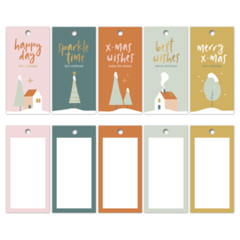 Cadeaulabels - Home for X-mas - set 5 stuks