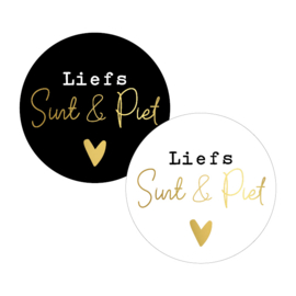 Cadeausticker - Liefs Sint & Piet - zwart/wit/goud - 10 stuks
