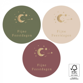 Cadeausticker - Fijne Feestdagen multi - 9 stuks