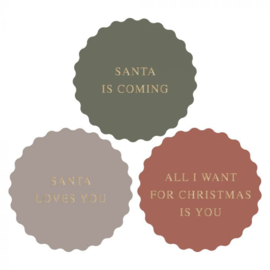 Cadeausticker - Santa Love - multi tekst - 9 stuks