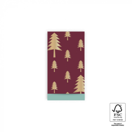 Cadeauzakje - Tree - beet red/goudfolie - 7x13cm - 5 stuks