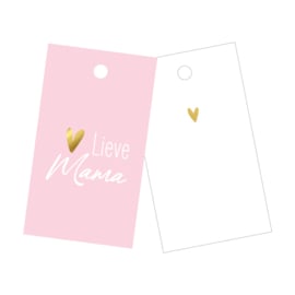 Cadeaulabel - Lieve Mama - roze/wit - per stuk