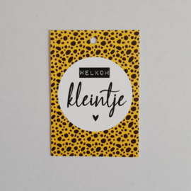 Cadeaulabel - Welkom kleintje - geel - per stuk