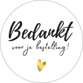Sticker - Bedankt voor je bestelling - wit/goud - 10 stuks