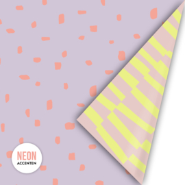 Cadeaupapier - Minimal Dots - lila/neon/geel - 50cm x 3m