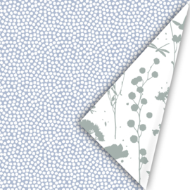 Cadeaupapier - Spring Cubes - blauw/wit/salie - 50cm x 3m