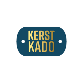 Cadeaulabel - KERST  KADO - blauw/goud - per stuk