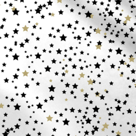 Vloeipapier - Black & Gold Stars - wit/zwart/goud - 50x70cm - 5 stuks